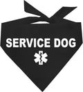Service Dog Dog Bandana | 100% Cotton Adjustable Triangle |Service Dog | Working Animal | Assistance |Black, One Size (307)