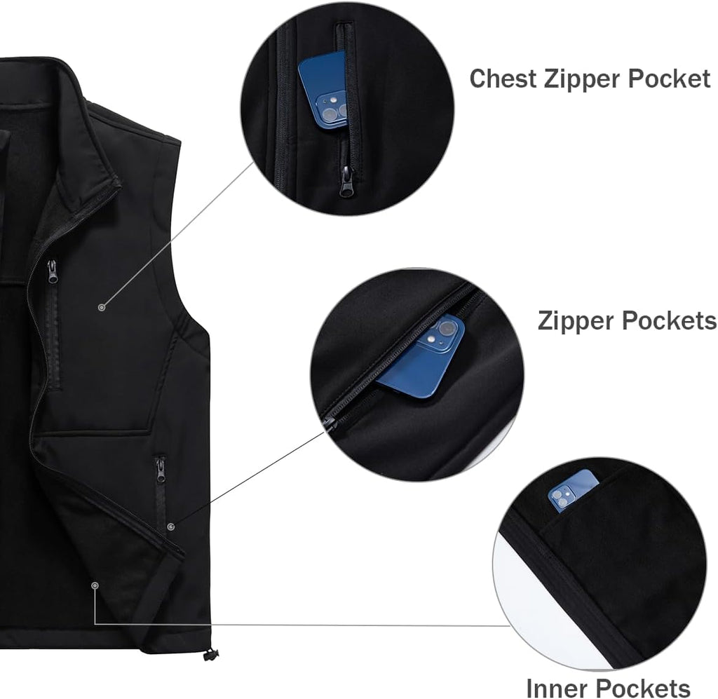 Msmsse Men's Outerwear Lightweight Vest Standing Collar Puffer Sleeveless Jacket for Hiking Running Golf