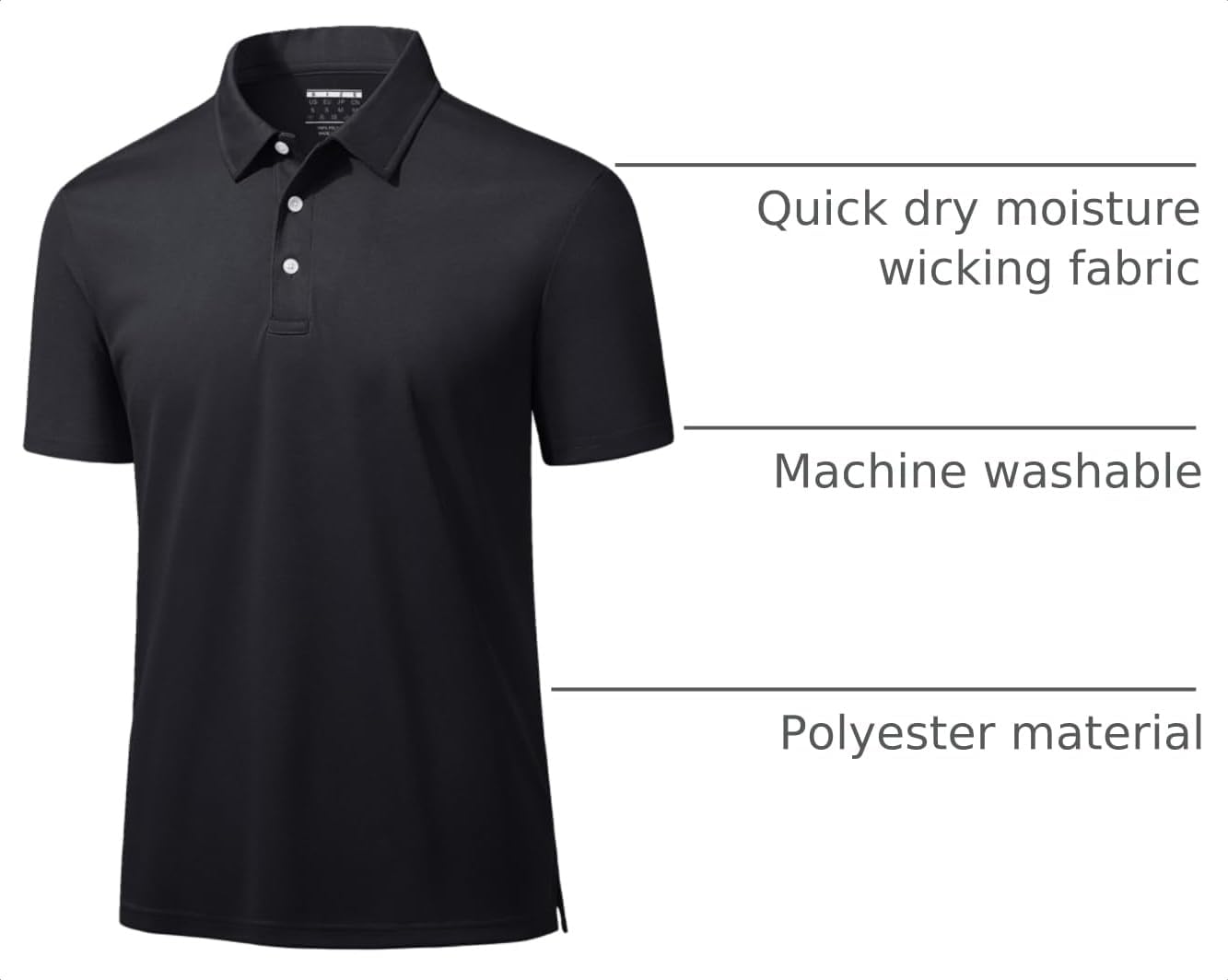 MAGCOMSEN Men's Polo Shirts 3 Buttons Casual Work T Shirts Quick Dry Short Sleeve Golf Shirt Pique Jersey Outdoor Performance