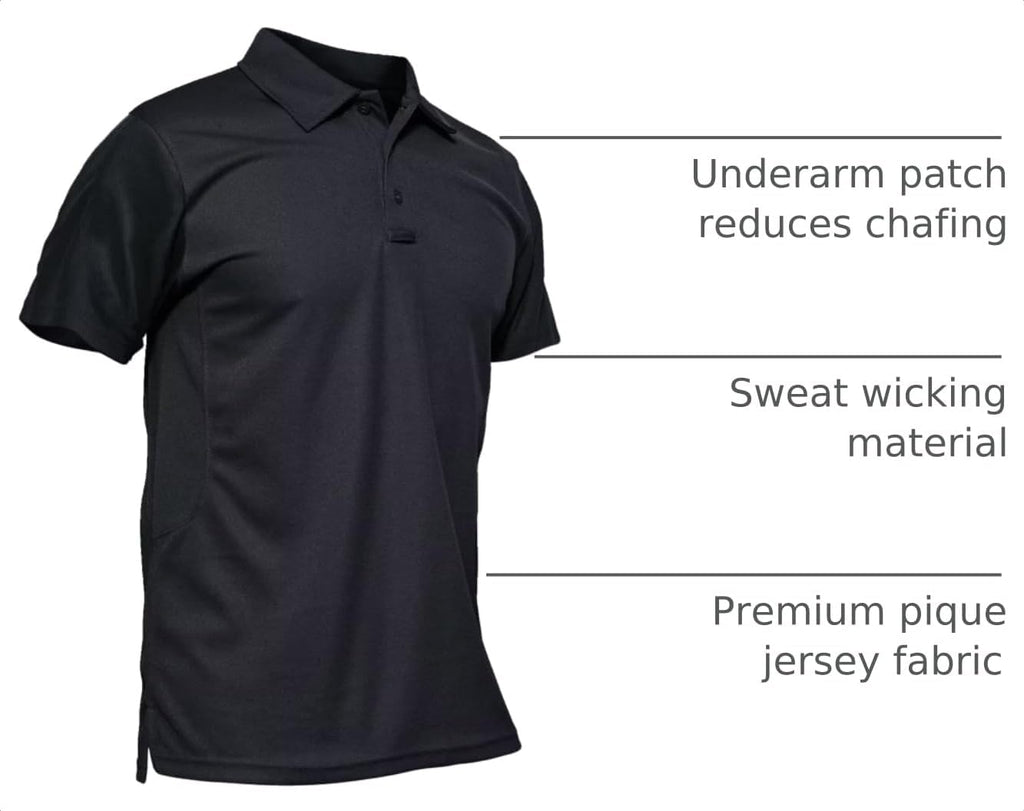MAGCOMSEN Men's Polo Shirt Quick Dry Performance Short Sleeve Tactical Shirts Pique Jersey Golf Shirt