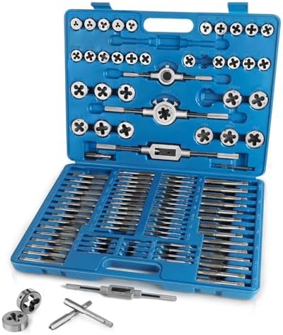 110PCS Metric Tap and Die Set, Metric Size M2-M18 Rethreading Kit