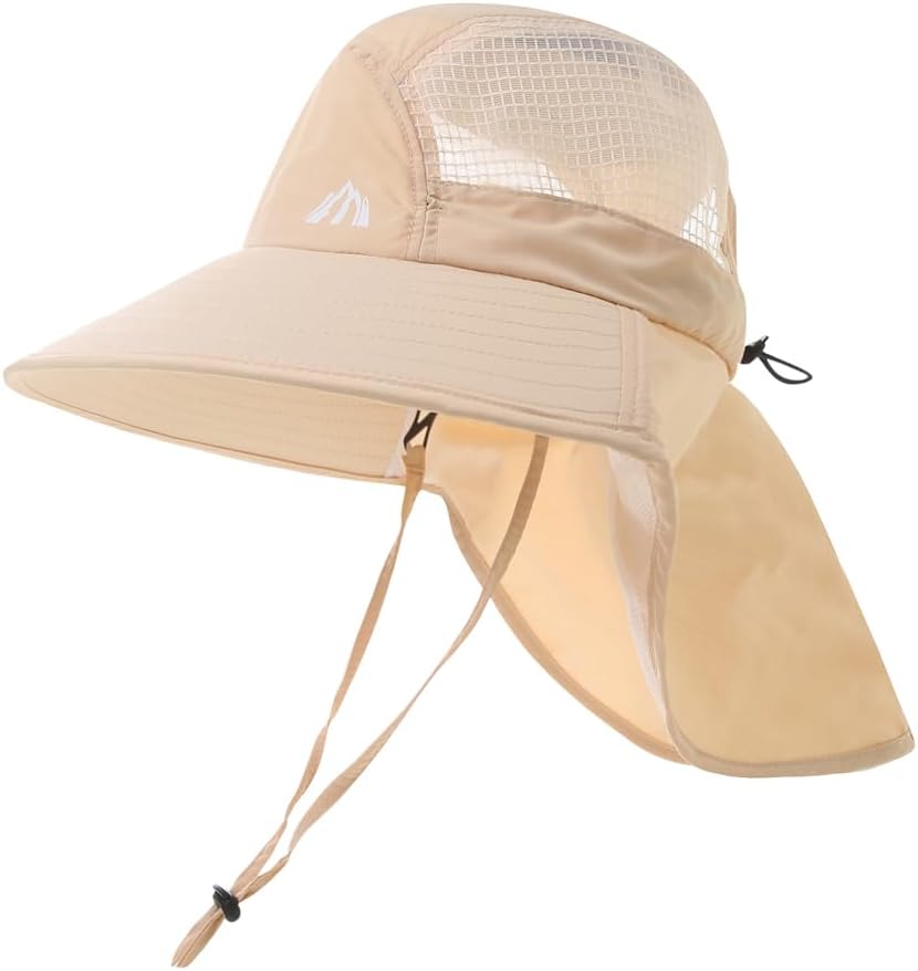 UV Sun Protection Hat Women Foldable Neck Flap Wide Brim Fishing Hat with Ponytail Hole for Women