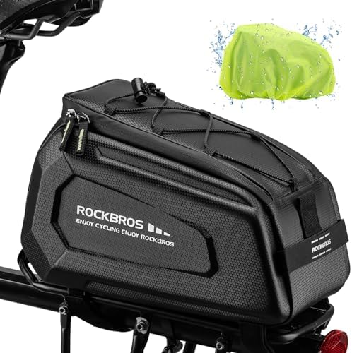 ROCKBROS Bike Rack Bags 9L Hard Shell Trunk Pannier Bag with Rain Cover