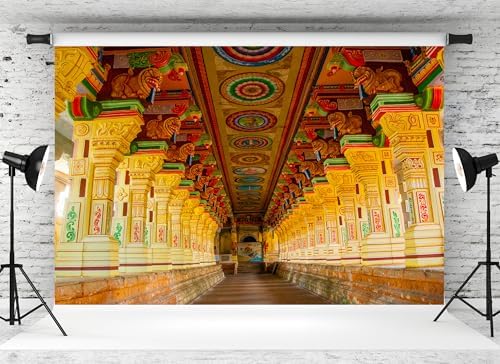 7x5ft Hindu Temple Backdrop Meenakshi Temple Traditional Cultural Architecture Photography Background Indian Landmark Religious Travel Portrait Photo Booth Studio Props Wallpaper