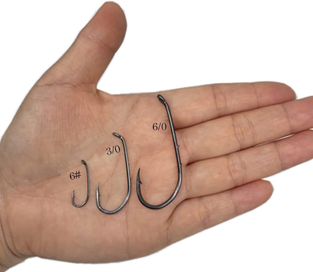 Baitholder Offset Fishing Hooks 100pcs Barbed Shank Down Eye Hooks