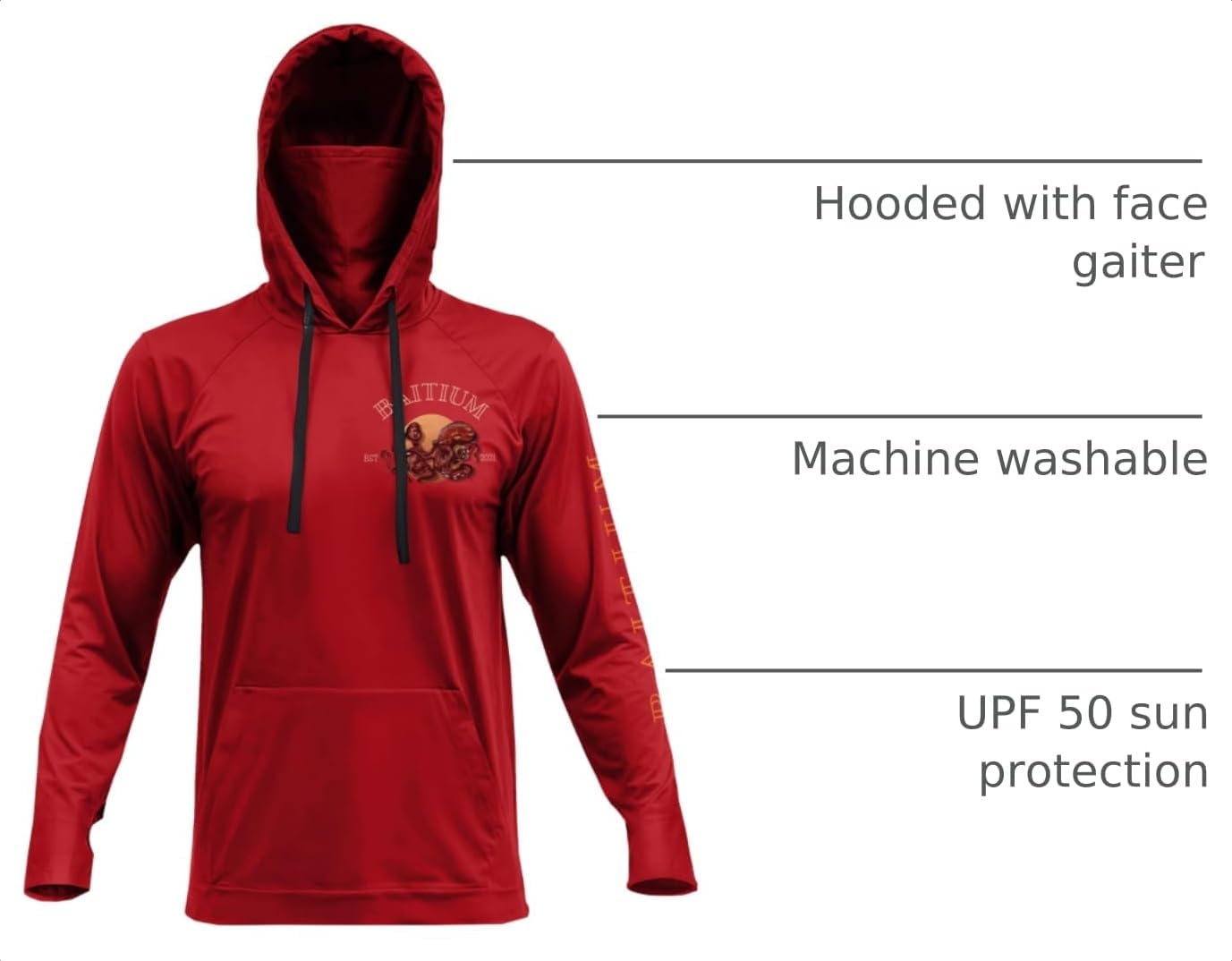 Fishing Shirts for Men,UPF50 Hooded Long Sleeve with Gaiter, Sun Protection Dry Fit Apparel, Face Mask, Fishing Clothes