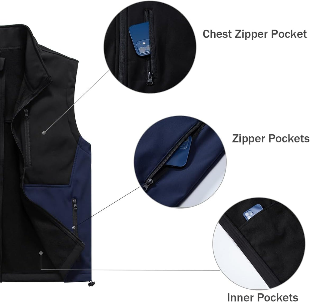 Msmsse Men's Outerwear Lightweight Vest Standing Collar Puffer Sleeveless Jacket for Hiking Running Golf
