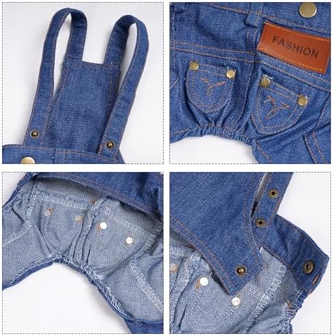 Dog Clothes Denim Overalls Pet Strap Pants for Small Puppy Cat Pets Jean Jacket Sling Jumpsuit Dog Apparel & Accessories (Blue, Small)