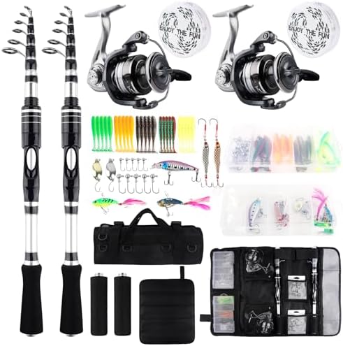 2PCS Telescopic Fishing Rods and Reels Combo Set Portable Fishing Pole