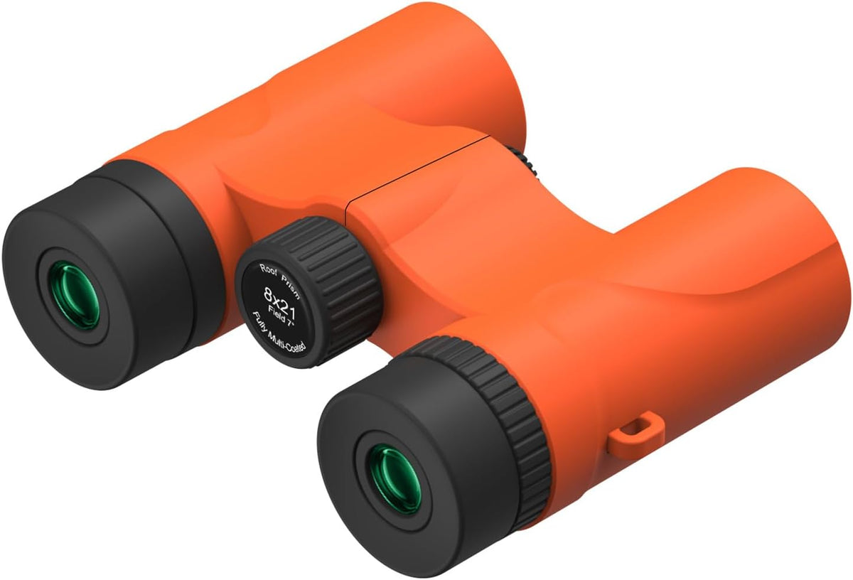 8x21 Compact Binoculars for Adults and Kids, Lightweight Pocket BAK4 Prism FMC Lens, Waterproof Shockproof for Bird Watching Travel Camping Concerts Hiking (Orange)