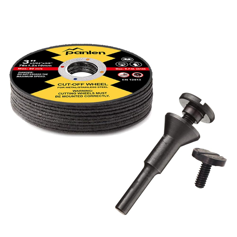 3inch 10 Pack Die Grinder Cutting Disc and Mounting Mandrel Kit 1/4" 3/8" Arbor