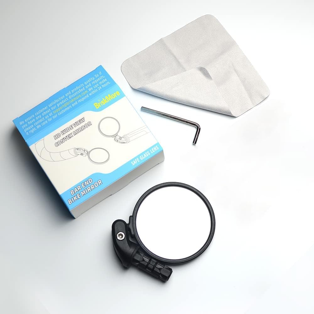BriskMore Bike Mirrors,Bike Bar End Mirror, HD Glass Convex Lens Bicycle Rearview Mirror, Safe Cycling Rearview Mirror, Easy to Install