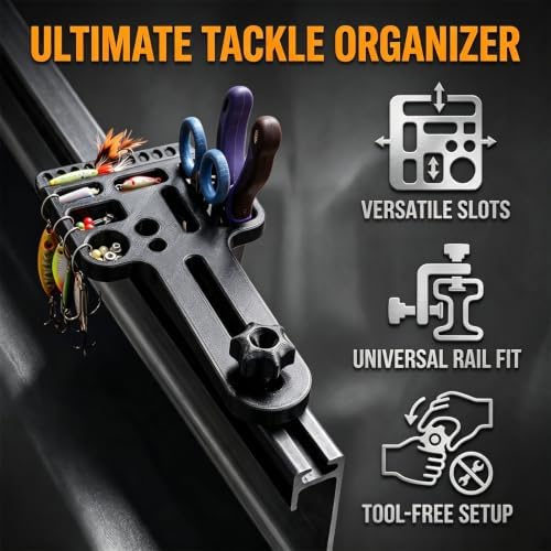 Kayak Fishing Tool Holder, T Track Mount Organizer with Lure Rack
