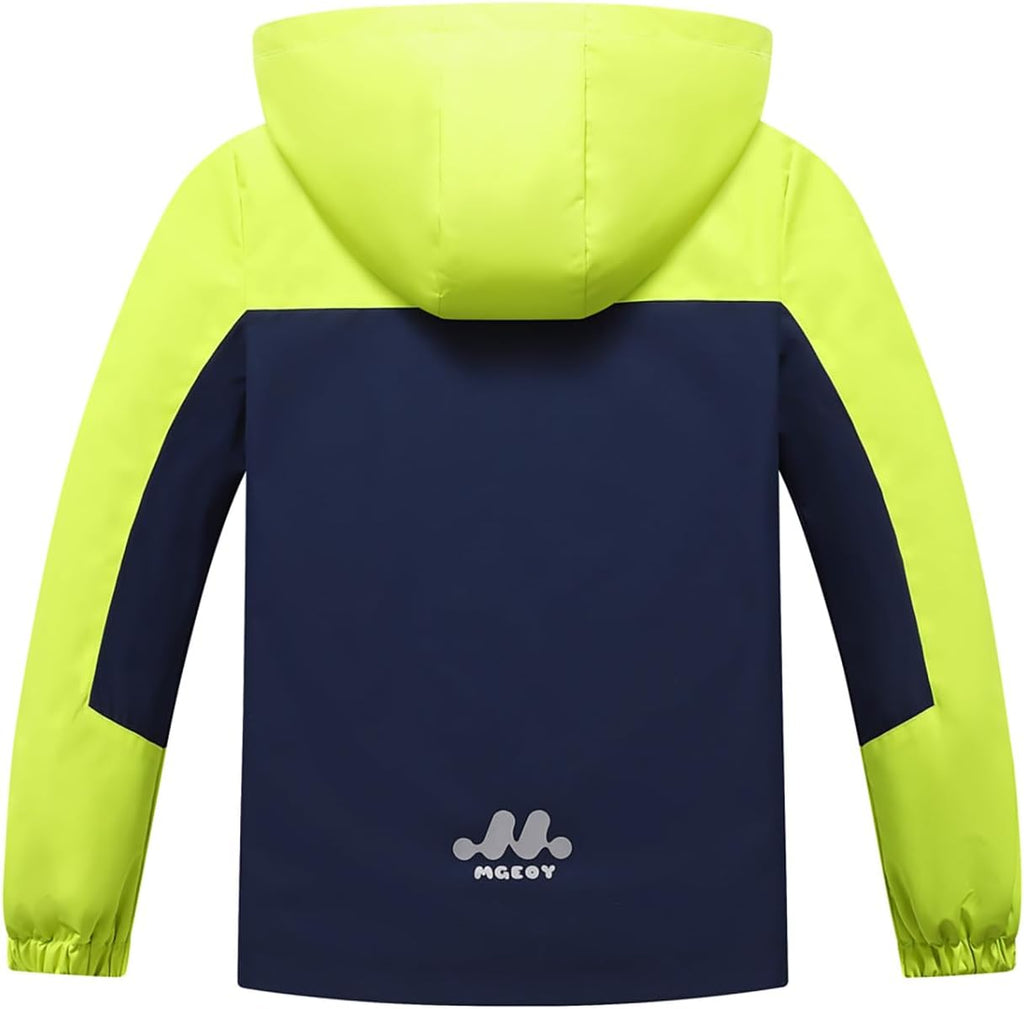 MGEOY Kids Rain Jacket, Waterproof Lightweight Hooded Windbreaker for Boys Girls 4-16Y