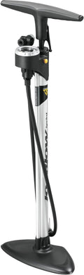 Topeak JoeBlow Sprint Bike Pump – TwinHead High-Pressure Floor Pump for Road, MTB & Gravel Bikes, 160 Psi / 11 Bar Capacity, Satin Aluminum Barrel, Top-Mounted Gauge & Air Release Button