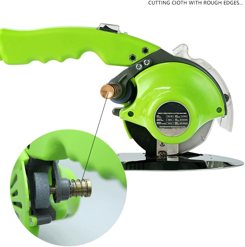 300W Fabric Rotary Cutter Electric Fabric Scissors, Round Blade Cutting Machine for Multilayer Leather Cloth Carpet, 5 Speed Adjustable, LED Light, 32mm / 1.26" Cutting Thickness
