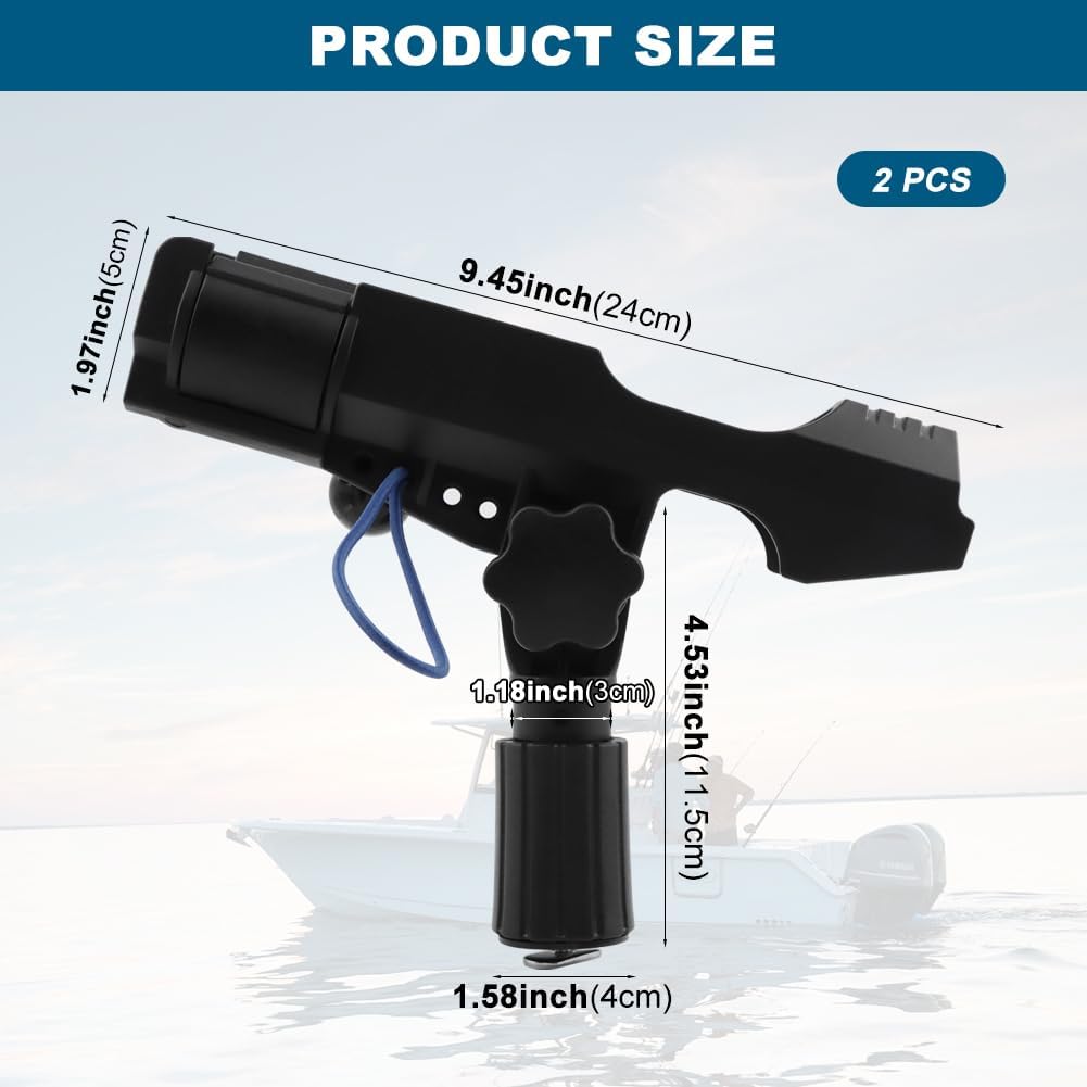 2‑Pack Kayak Fishing Rod Holders, 360° Adjustable Pole Holders for Boats