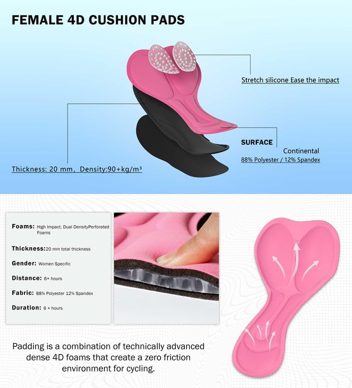 Women's Cycling Skirts 4D Padded Bike Shorts with Pockets High Waist Biking Skort for Road Mountain Bicycle Riding
