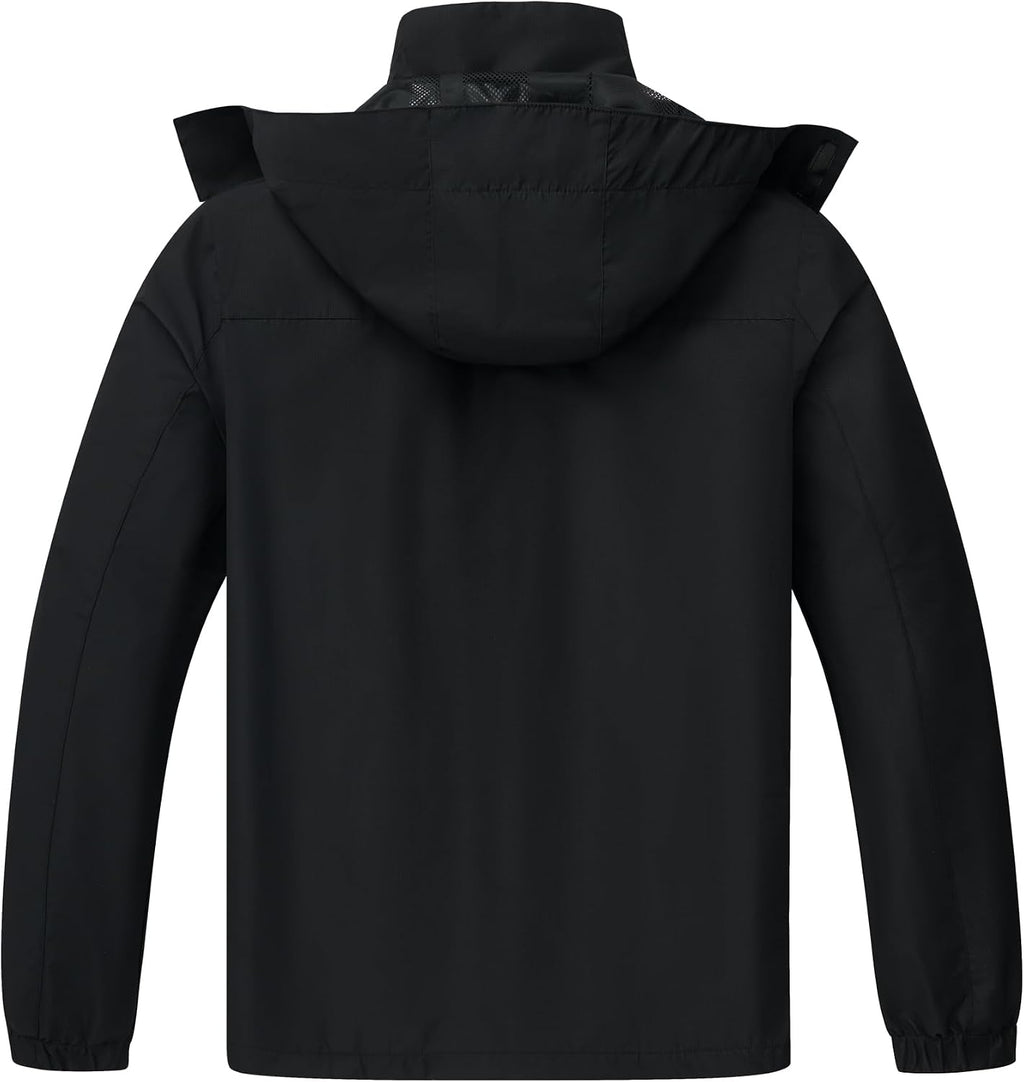 ELLSWOS Men's Lightweight Waterproof Rain Jacket with Detachable Hood