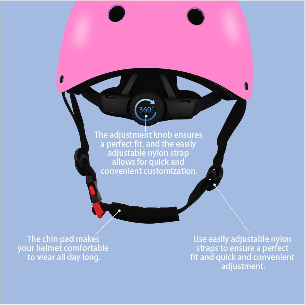 Color Gradient Adjustable Kids Bike Helmet with Knee & Elbow Pads Set | Multi-Sport Safety Gear for Boys & Girls Ages 5-14 | Skateboarding, Scooters, Roller & Inline Skating, Longboarding