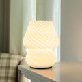 ULAROOM Battery Operated Mushroom Lamp - Vintage Small Table Lamp with Timer, Cordless Bedside Nightstand Lamp, Glass Battery Powered Lamp for Bedroom Kitchen Living Room Shelf Decor Aesthetic White