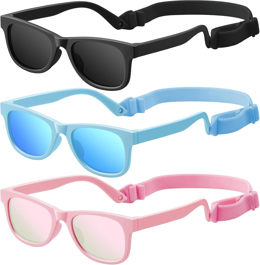 Baby Infant & Toddler Sunglasses with Strap, Boys & Girls 0-24Months, UV400