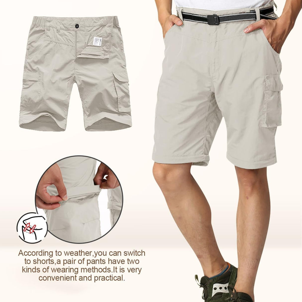 Mens Hiking Pants Convertible Quick Dry Zip Off Fishing Travel Safari Pants