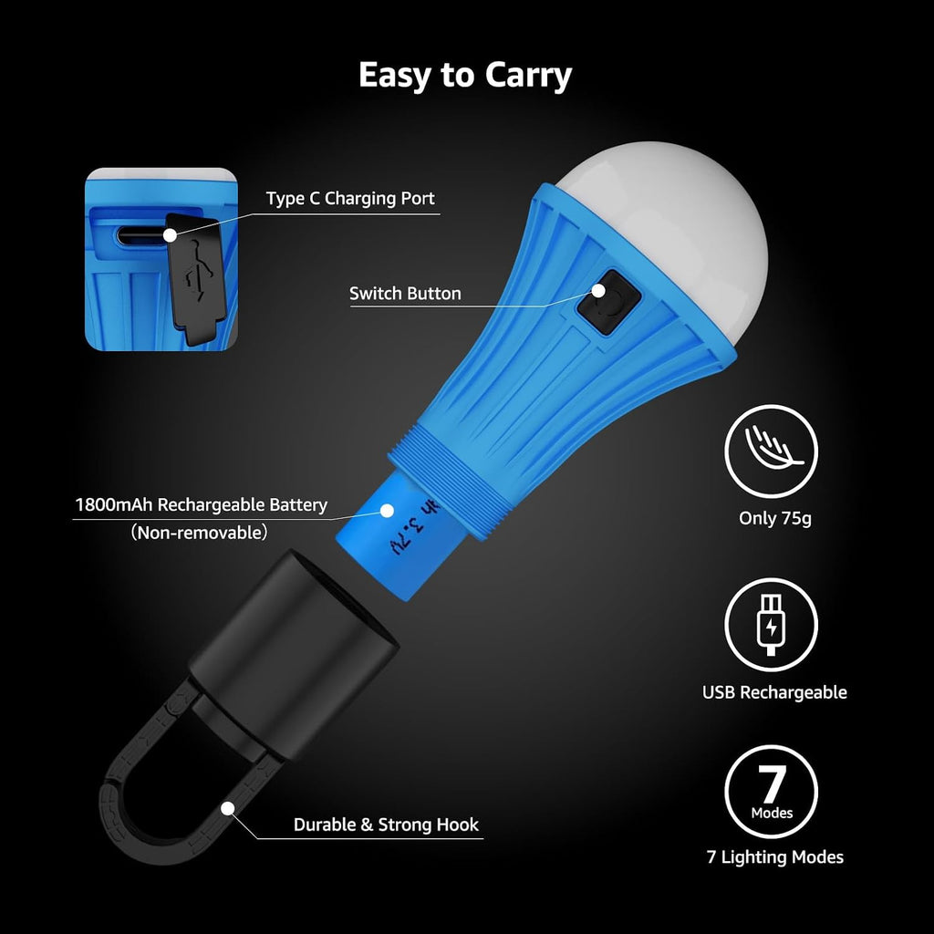 Lepro LED Rechargeable Camping Lantern with 7 RGBW Light Modes, 2Packs