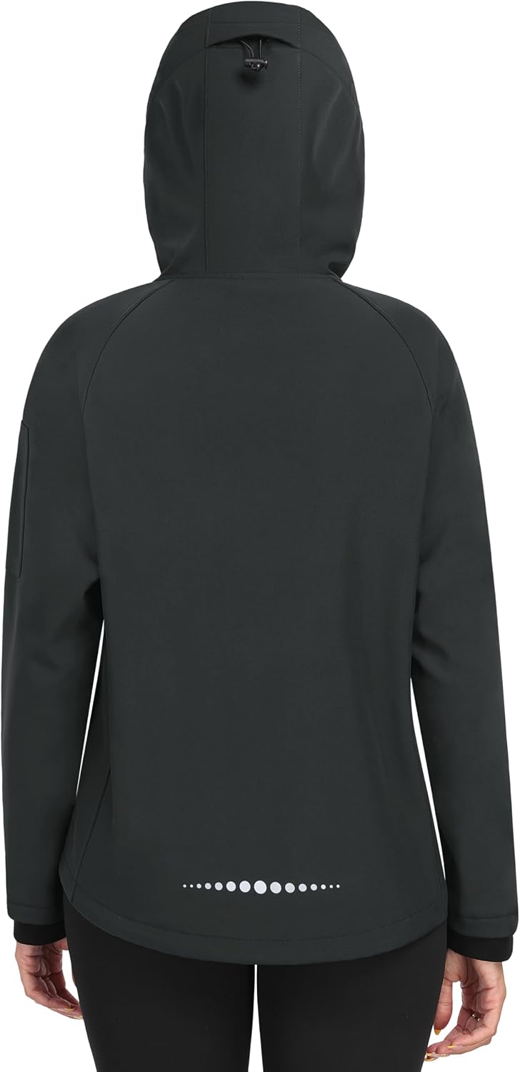 MoFiz Women's Softshell Jacket Waterproof Hooded Fleece Lined Rain Coat