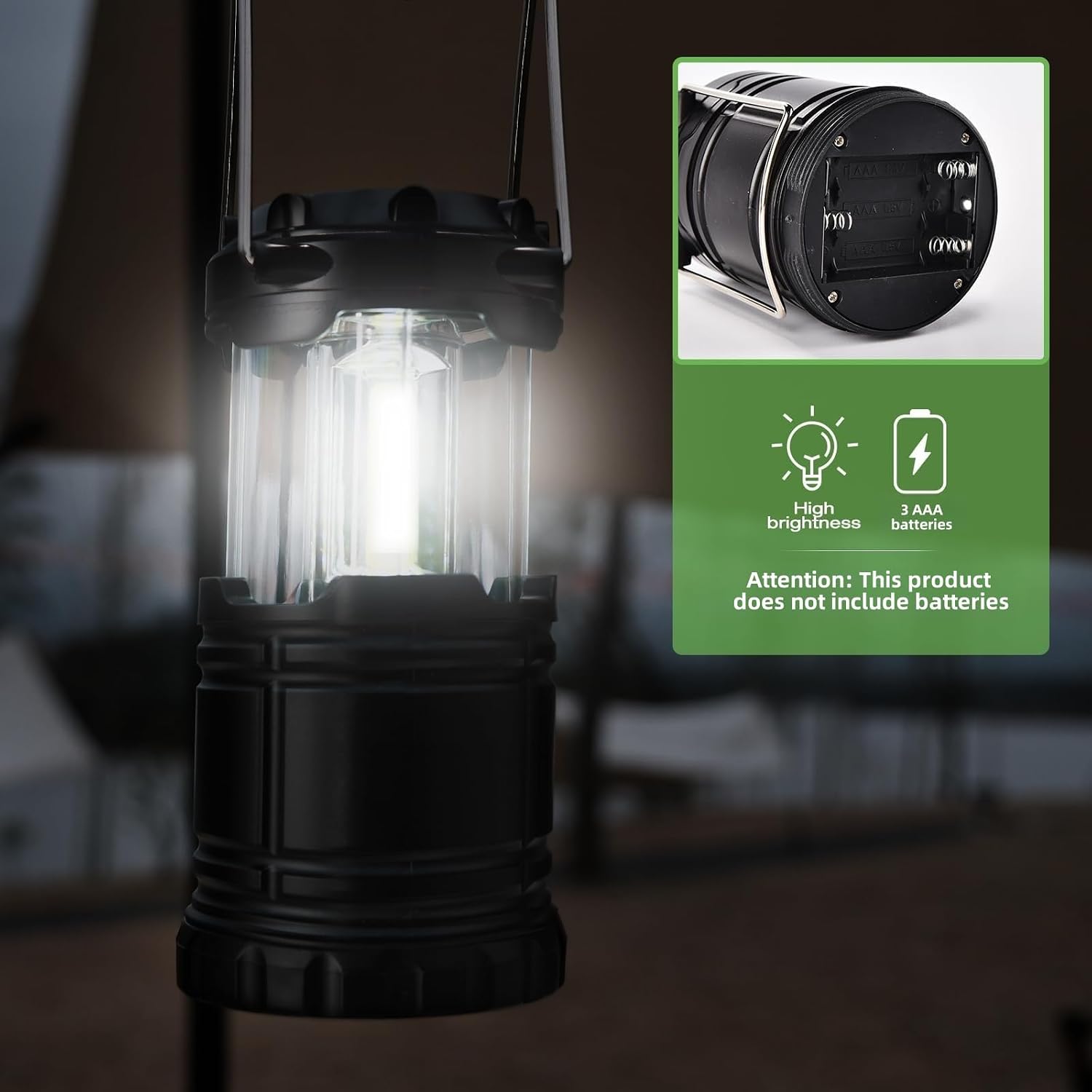 KPKJOO Lantern Collapsible Camping Light, Battery Operated Lanterns LED Super Bright for Power Outages Indoor Emergency Outdoor Camping Hiking Kit (4, LED)