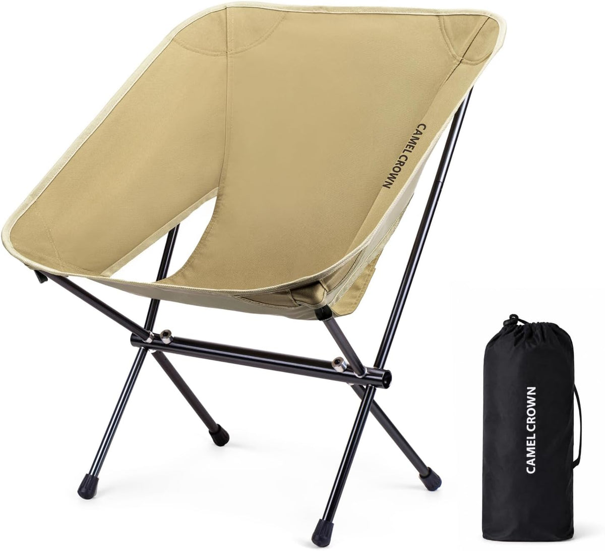 CAMEL CROWN Portable Camping Chair Lightweight Compact Folding Chair Mesh for Outdoor Camp Travel Beach Picnic Festival Hiking Backpacking (Brown, 1 Pack)