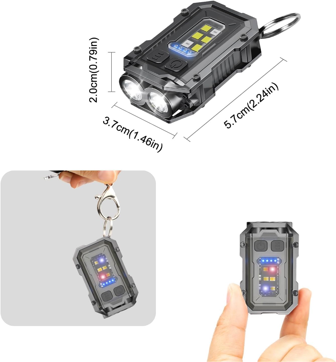 2Pack Rechargeable Keychain Flashlight with Hat Clip