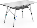Raynesys Aluminum Folding Camping Table,Adjustable Height & Portable,Silver