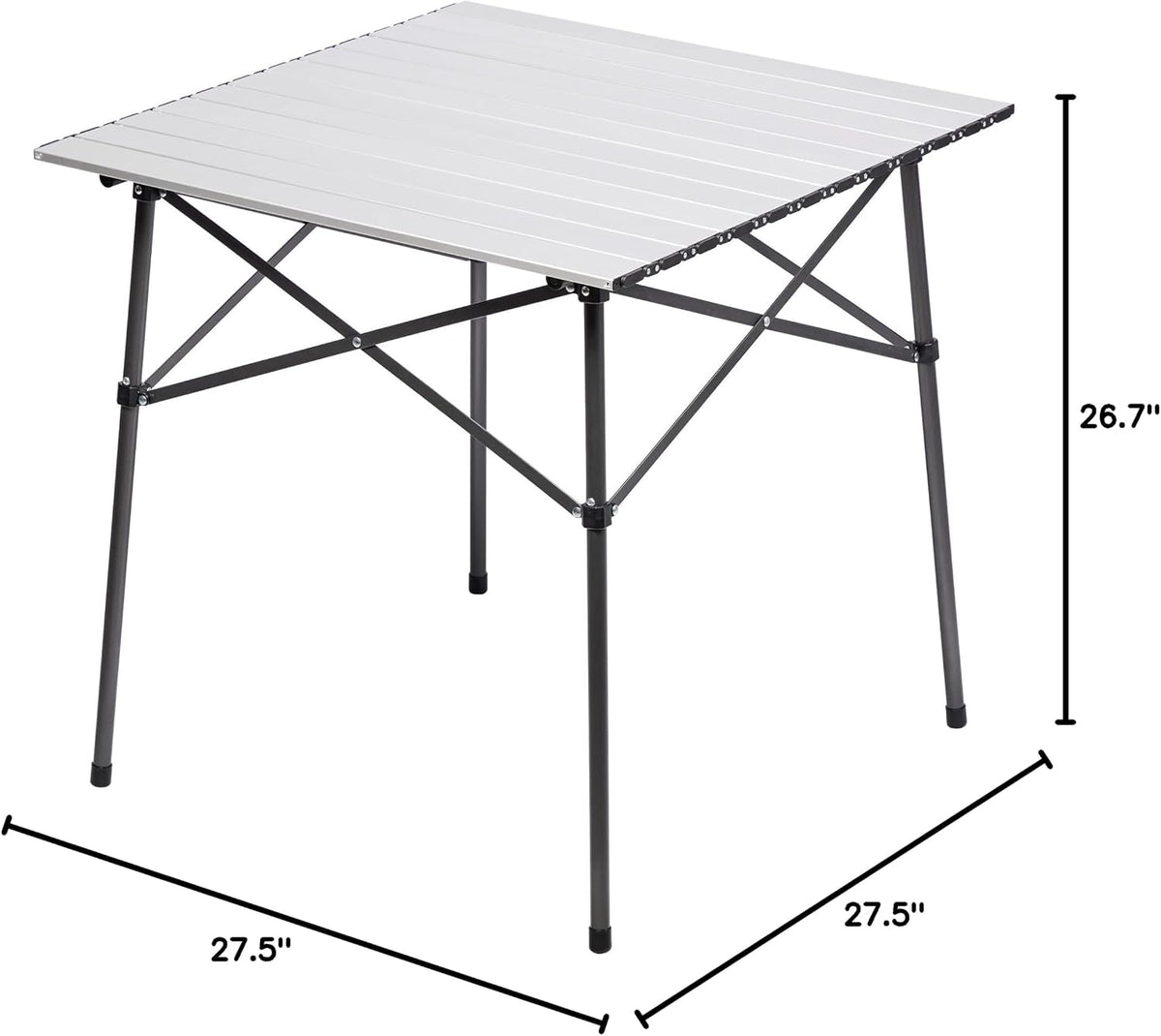 Portal Lightweight Aluminum Folding Square Table Roll Up Top 4 People Table