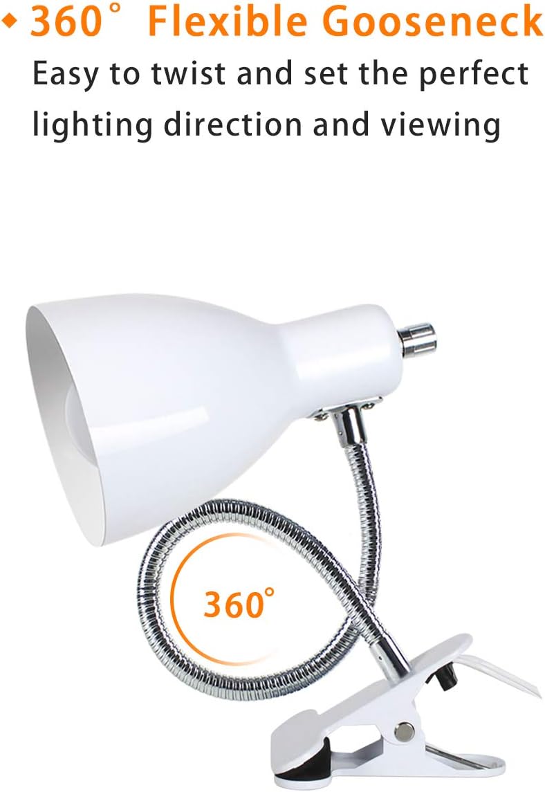 LALISU Desk lamp Eye-Caring Table Lamps, 360°Rotation Gooseneck Clip Lamp
