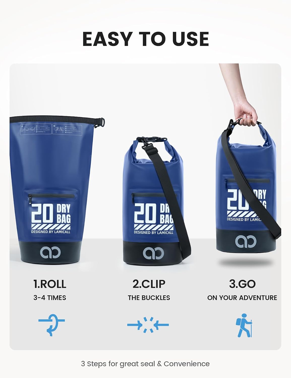Lamicall Dry Bag Waterproof Backpack with Phone Pouch 5L/10L/20L/30L/40L
