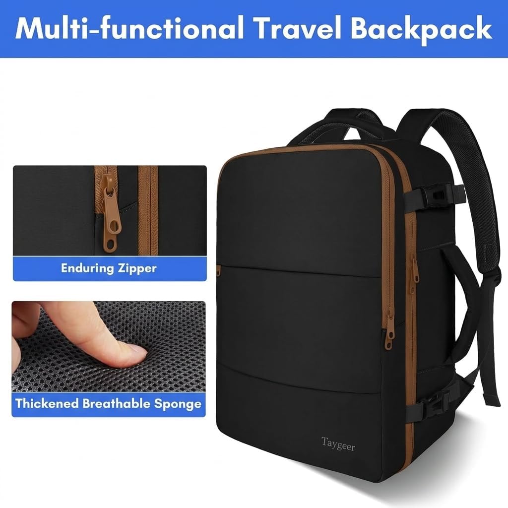Taygeer Carry On Backpack for Men Women, Laptop Bag 17.3" Flight Approved