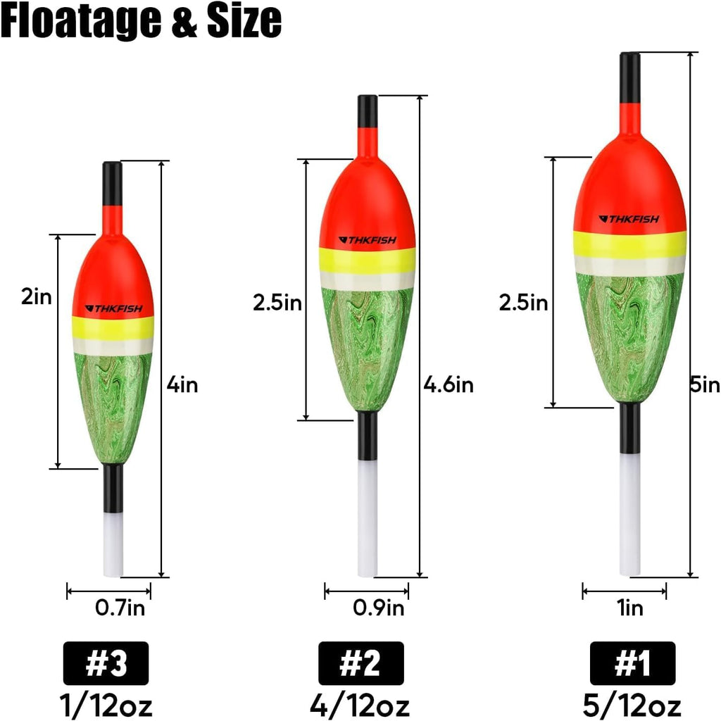 THKFISH Fishing Floats Balsa Wood Slip Bobbers, Fishing Bobbers Stick Slip Bobber for Fishing Crappie Bluegill Trout Bass Panfish Catfish Walleye 5PCS