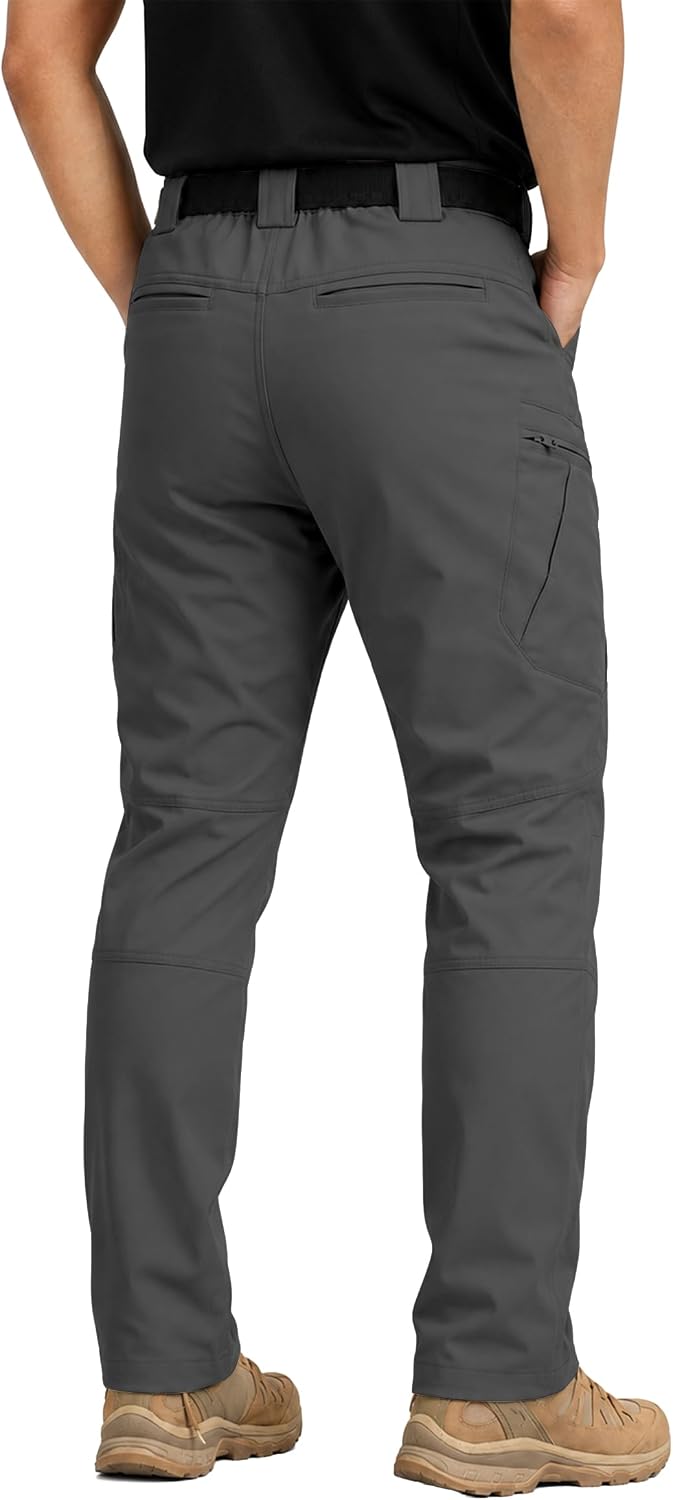 Men's Stretch Tactical Pants Lightweight Hiking Cargo Pants Water Resistant Multi Pocket Casual Outdoor Work Pants (No Belt)