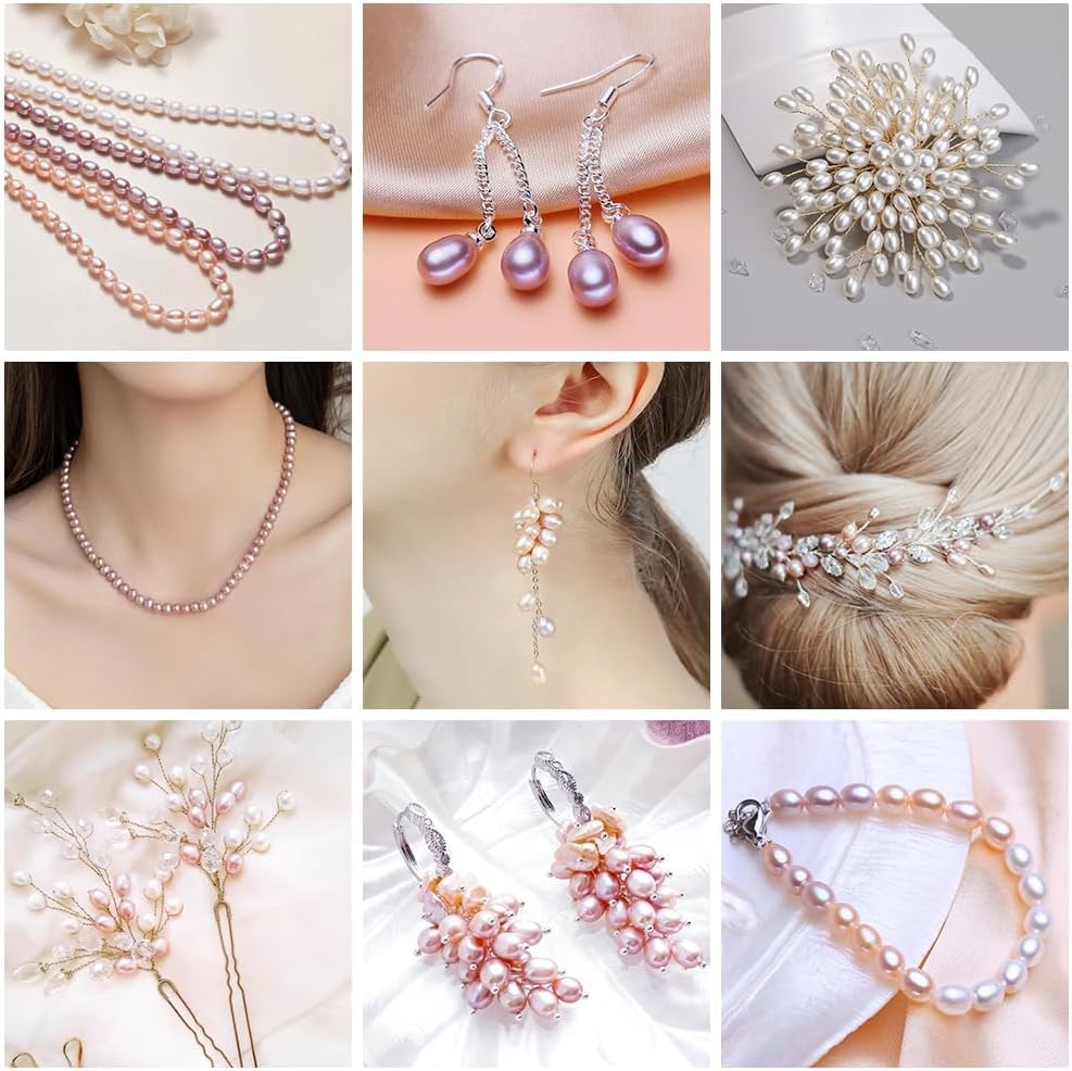 50 Pcs 8-9mm No-Holes Fresh Water Pearls Beads AAA for Jewelry Making Real Freshwater Cultured Pearls Oval Pearl Beads Jewelry Production, Handicraft Production, for Manza