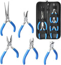 LIFEGOO 5 Pieces Mini Pliers Set – Durable Precision Tool Kit for Crafts, Jewelry & DIY, Includes Long Needle Nose, Bent Nose, Diagonal, End Cutting, Nipper (Blue)