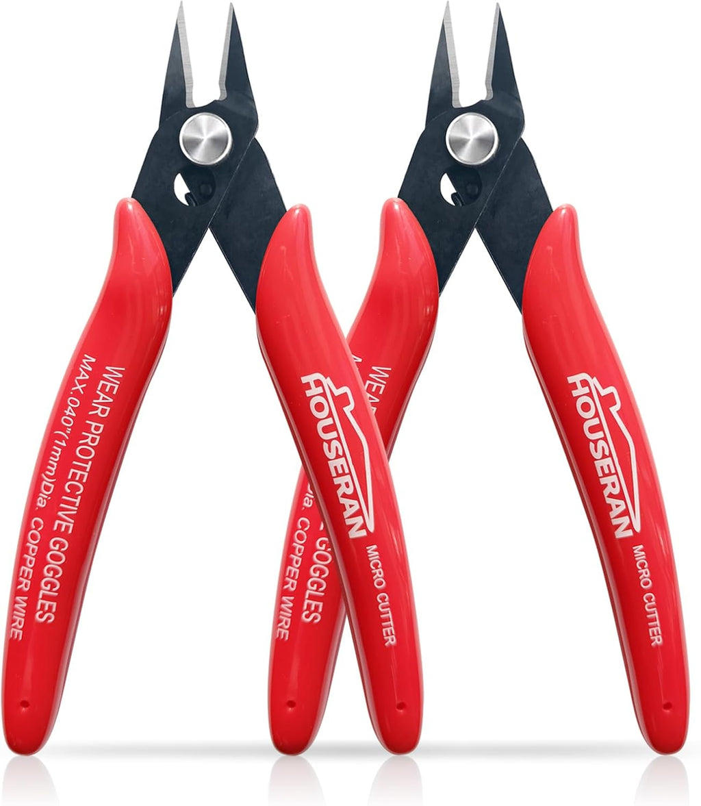Small Wire Cutters, 10 PACK, 5 Inch, Micro Flush Cutter, Snips