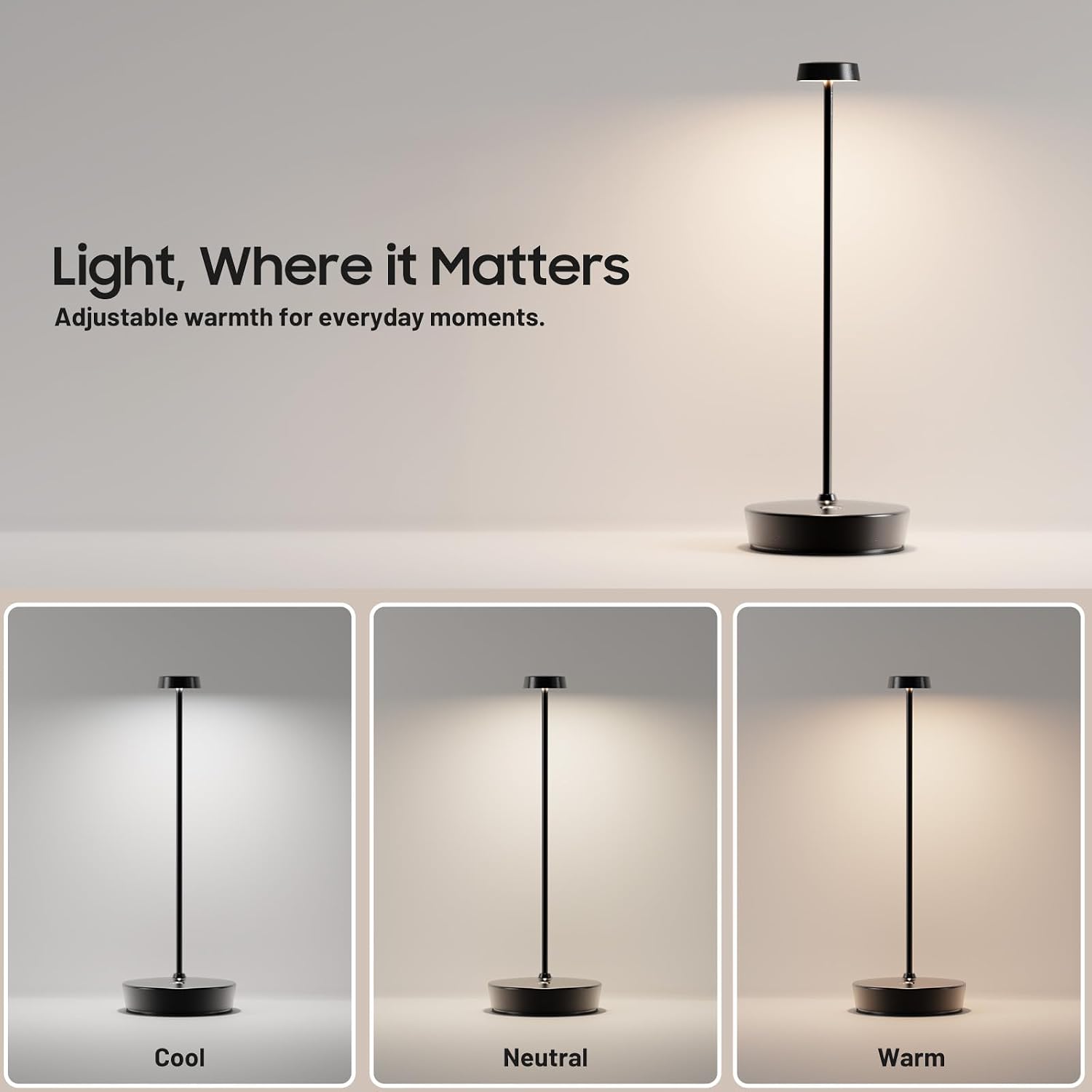 2 Pack Rechargeable Cordless Table Lamp, 6000mAh Battery Table Light