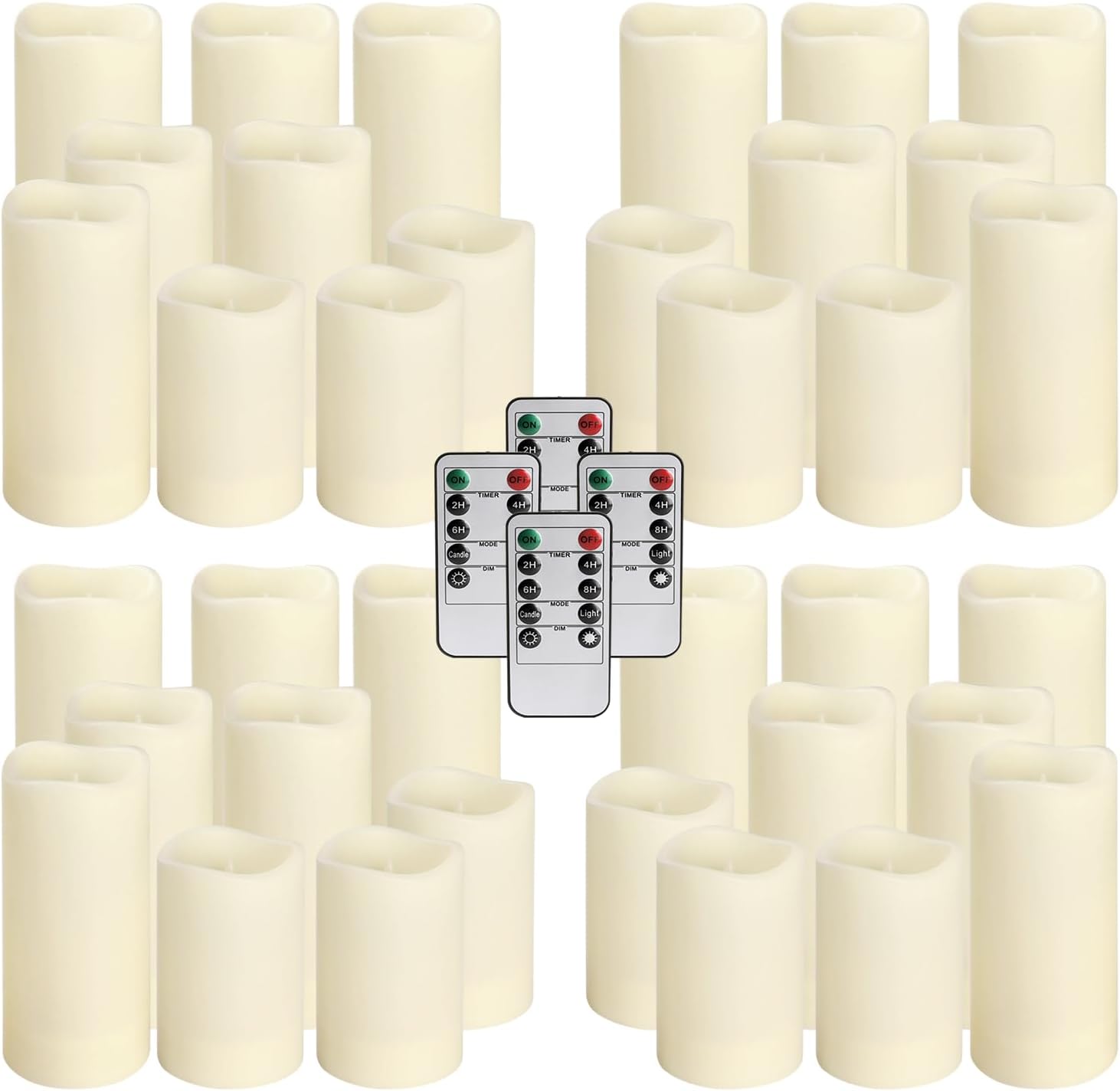 36 Pack Waterproof Flameless LED Candles - Outdoor Battery Operated Candles with Remote & Timer, Realistic Flickering Flame, Safe for Porch, Patio, Weddings, Parties & Home Decor