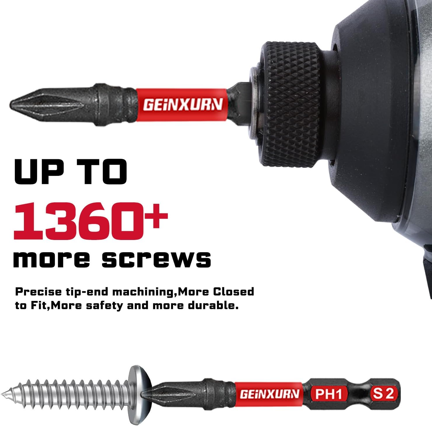 Geinxurn 42pieces Screwdriver Bits Set, Impact Magnetic S2 Steel Multi Insert Power Bits Tips with Impact Bit Holder with Storage Box（PH/TORX/SQ/PZ/HEX/SL）