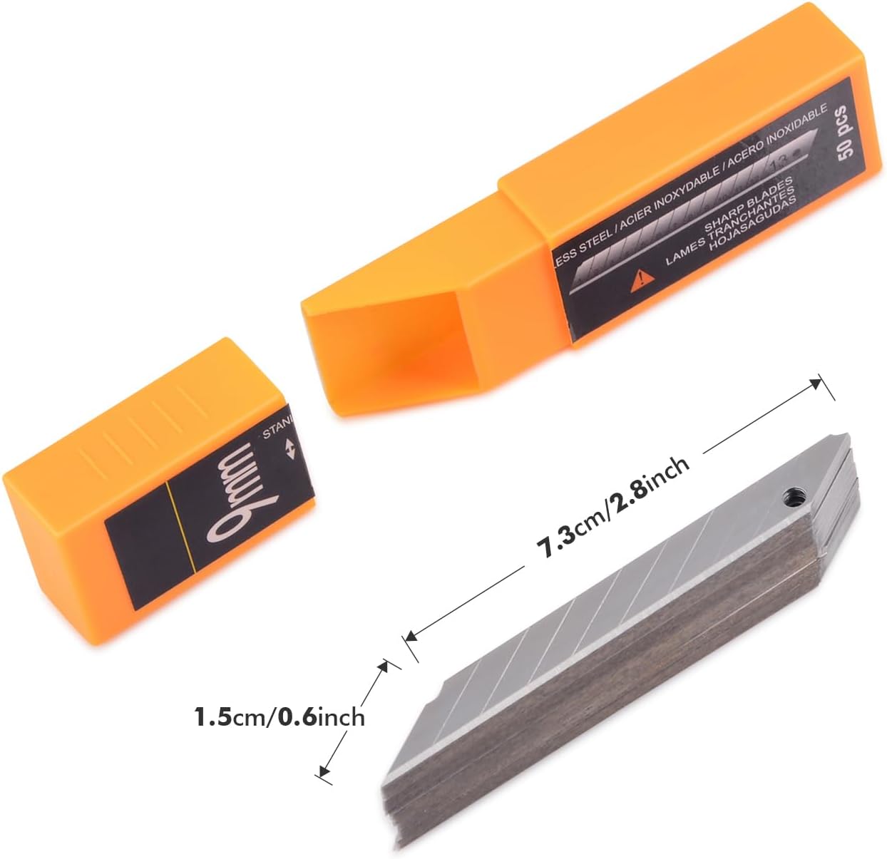 FOSHIO 60 Degree Snap Off Blades 9MM Universal Art Knife Replacement Blades, High Hardness Stainless Steel Auto Vinyl Wrap Box Cutters Knife, Pack of 100