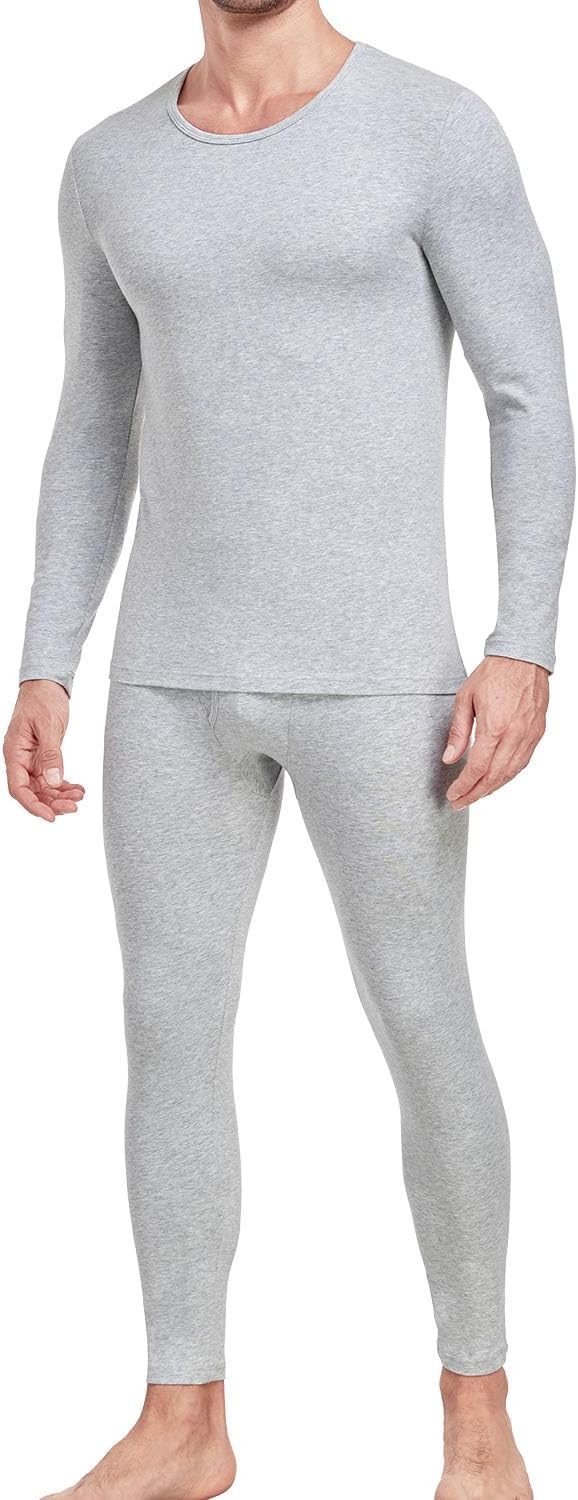 wirarpa Men's Cotton Long Johns Thermal Underwear Set Top and Bottom