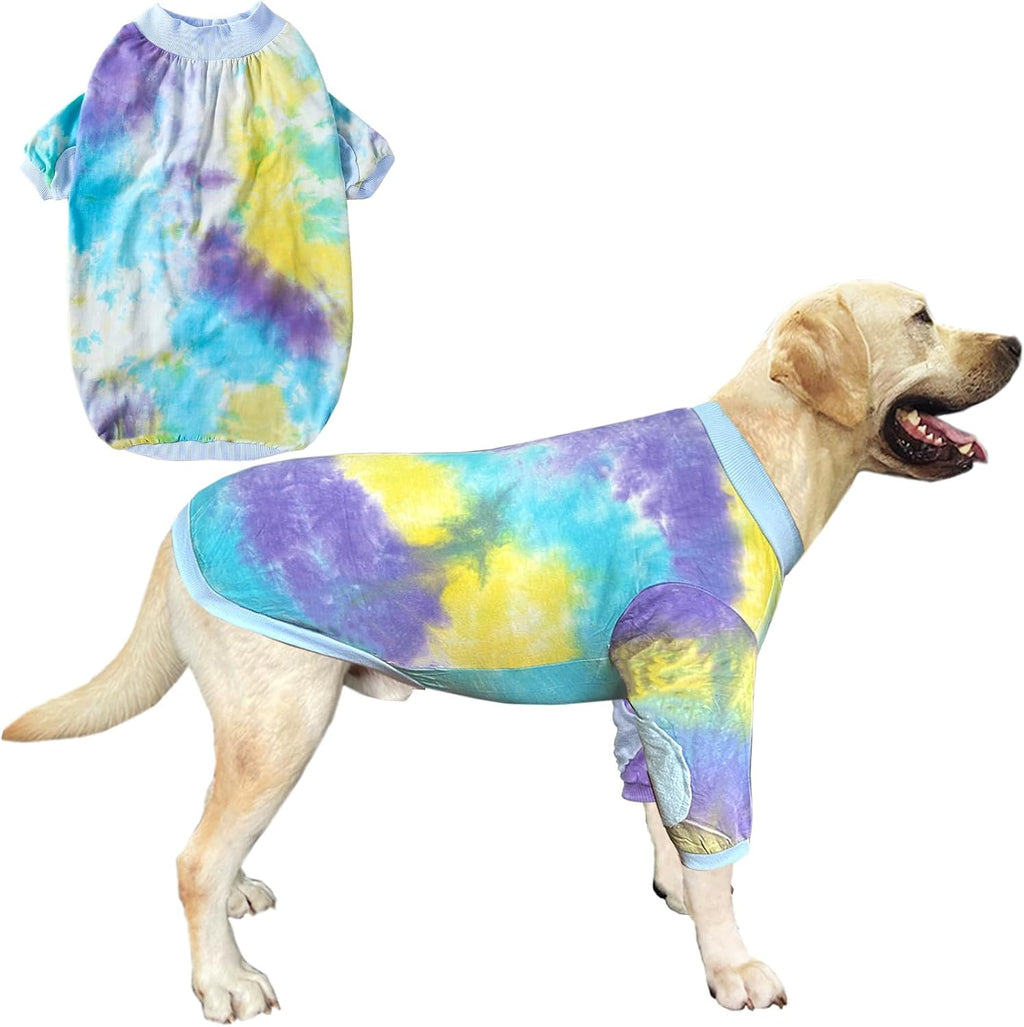 Tie Dye Dog Clothes for Extra Large Dogs Breathable Cotton Dog Shirt Dog Pajamas Big Dogs Boy Girl Blue 3XL