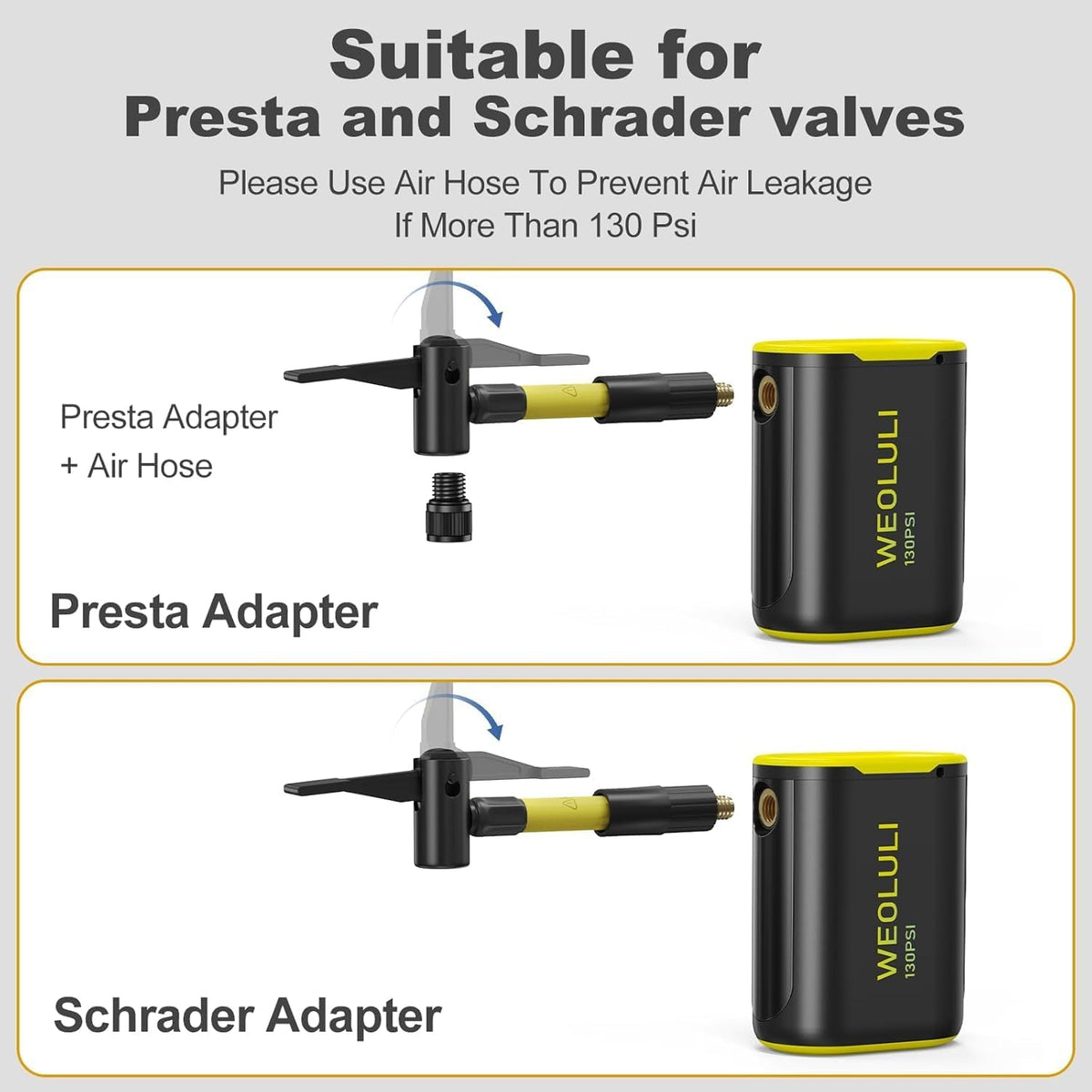 Electric Bike Pump, 130 PSI Mini Bicycle Pump with Digital Pressure Gauge & Auto-Shut-Off, Snap-On Connector for Presta & Schrader Valves,E-Bike, MTB,Road Bike