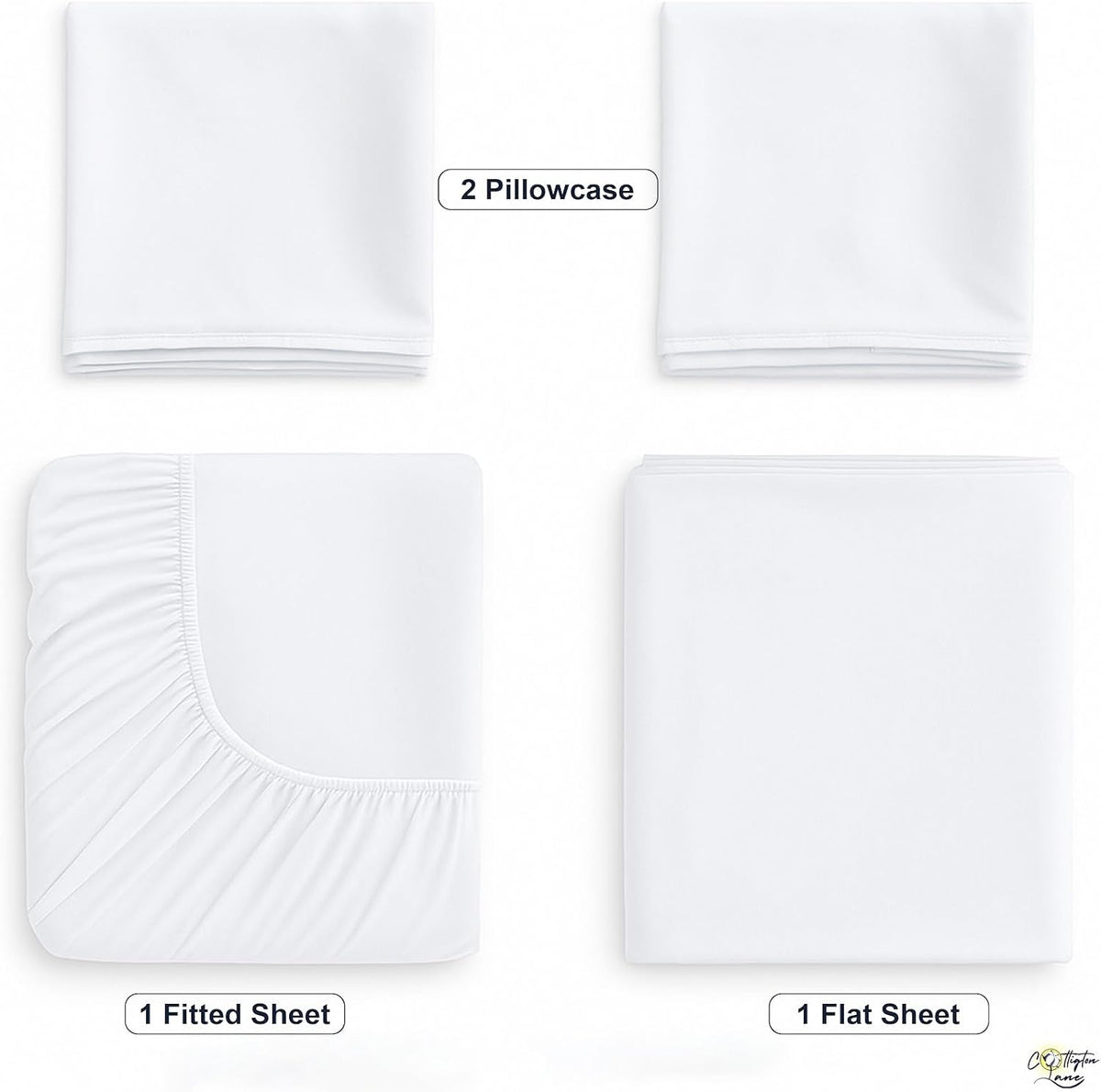 Cottington Lane 4 Piece Cot Sheets Set 32 x 75, Premium Egyptian Cotton Sheets, Perfect for Narrow Twin, Camp Bunk, Army Cots, Trifold Mattress, Camping Cot, Guest Bed Replacement, White